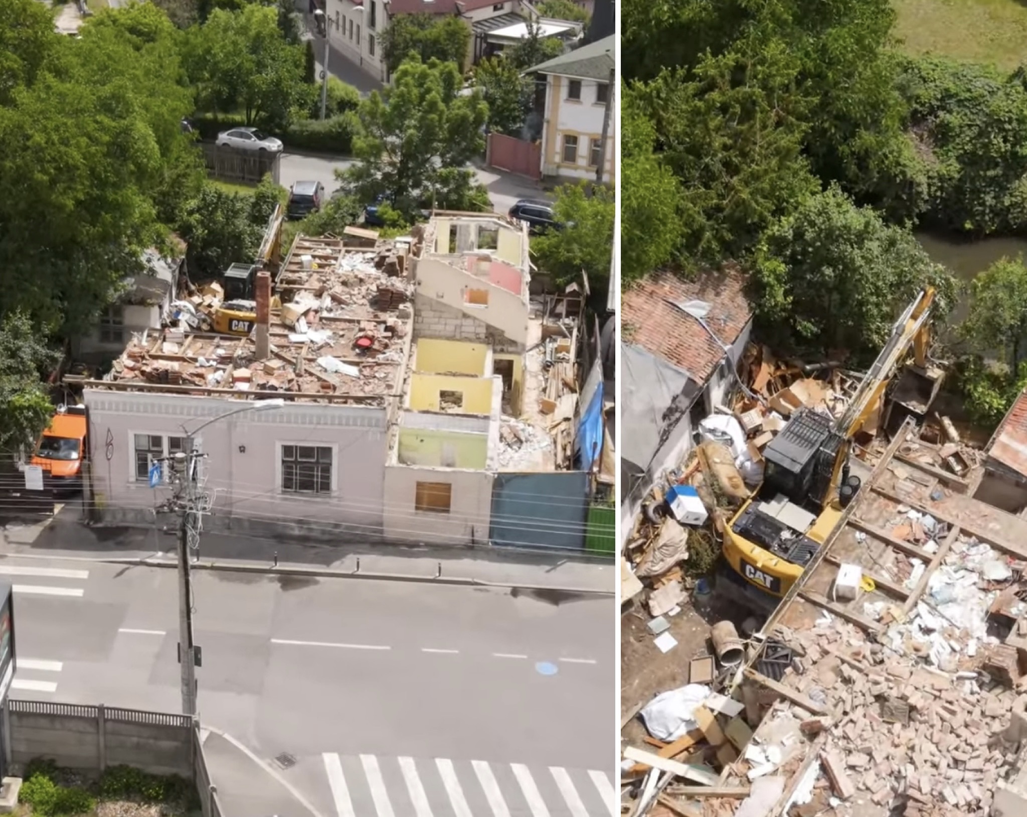 La Cluj a început marea demolare a caselor de lângă Platinia pentru a face loc unei noi străzi de acces