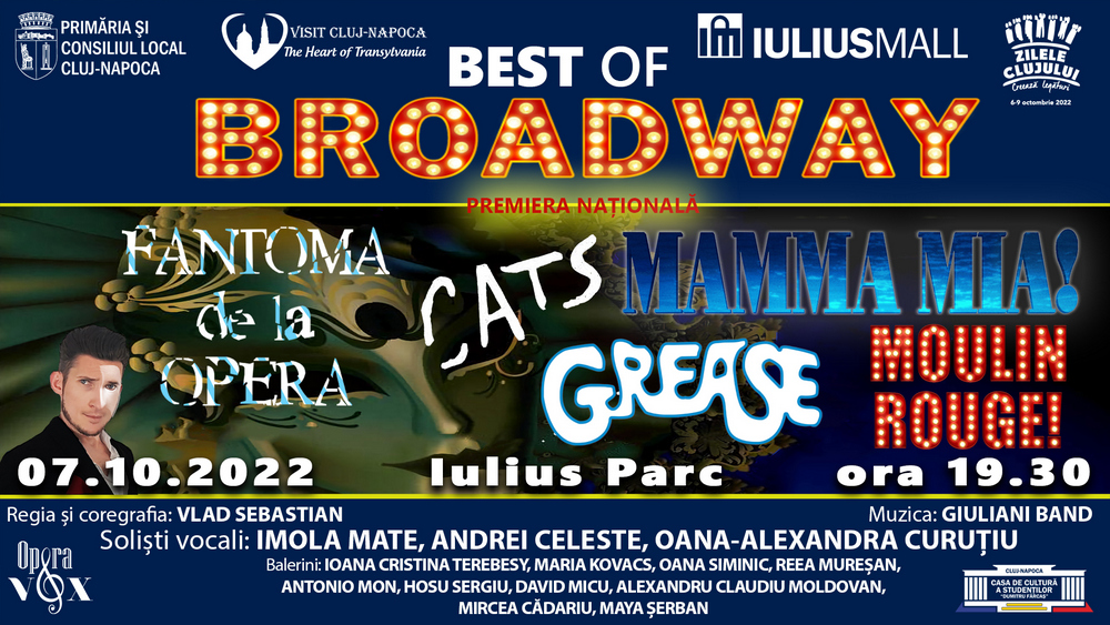 „Zilele Clujului” aduc musicalurile „Fantoma de la Operă”, „Mamma Mia”, „Moulin Rouge”, „Cats” și „Grease” pe scena din Iulius Parc