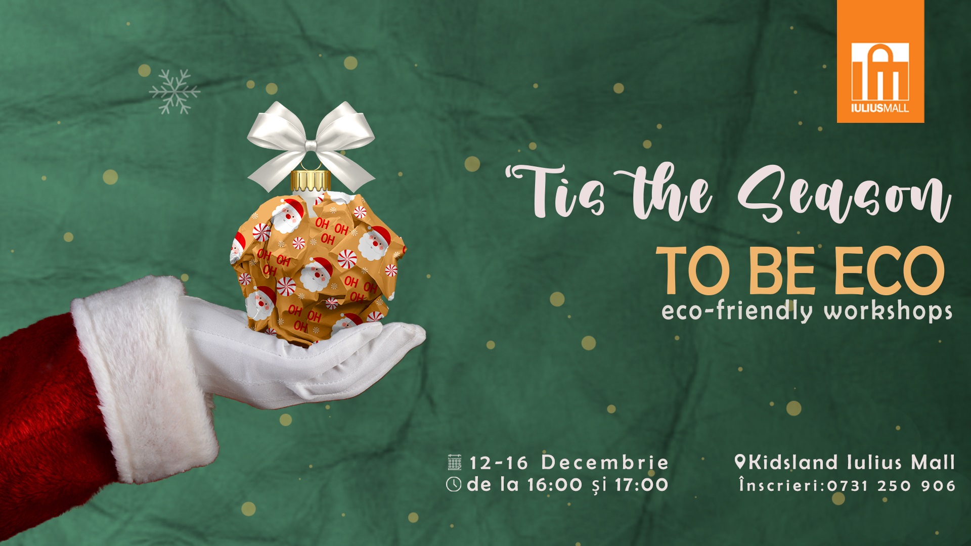 „Tis the season to be ECO”: Eco-friendly workshops din hârtie reciclată pentru copii, la Iulius Mall Cluj