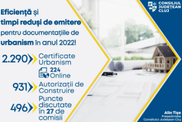 2022, un an în care s-au stabilit standarde de calitate și eficiență pentru activitatea urbanistică a Consiliului Județean Cluj