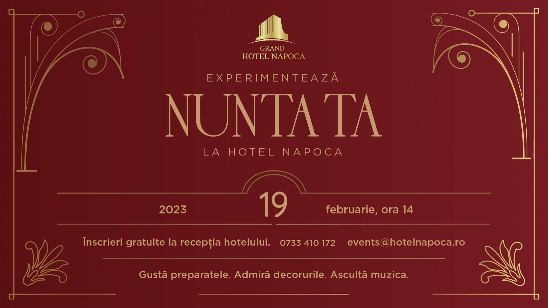 Nunta ta la Hotel Napoca – Eveniment plin de gust și eleganță.
