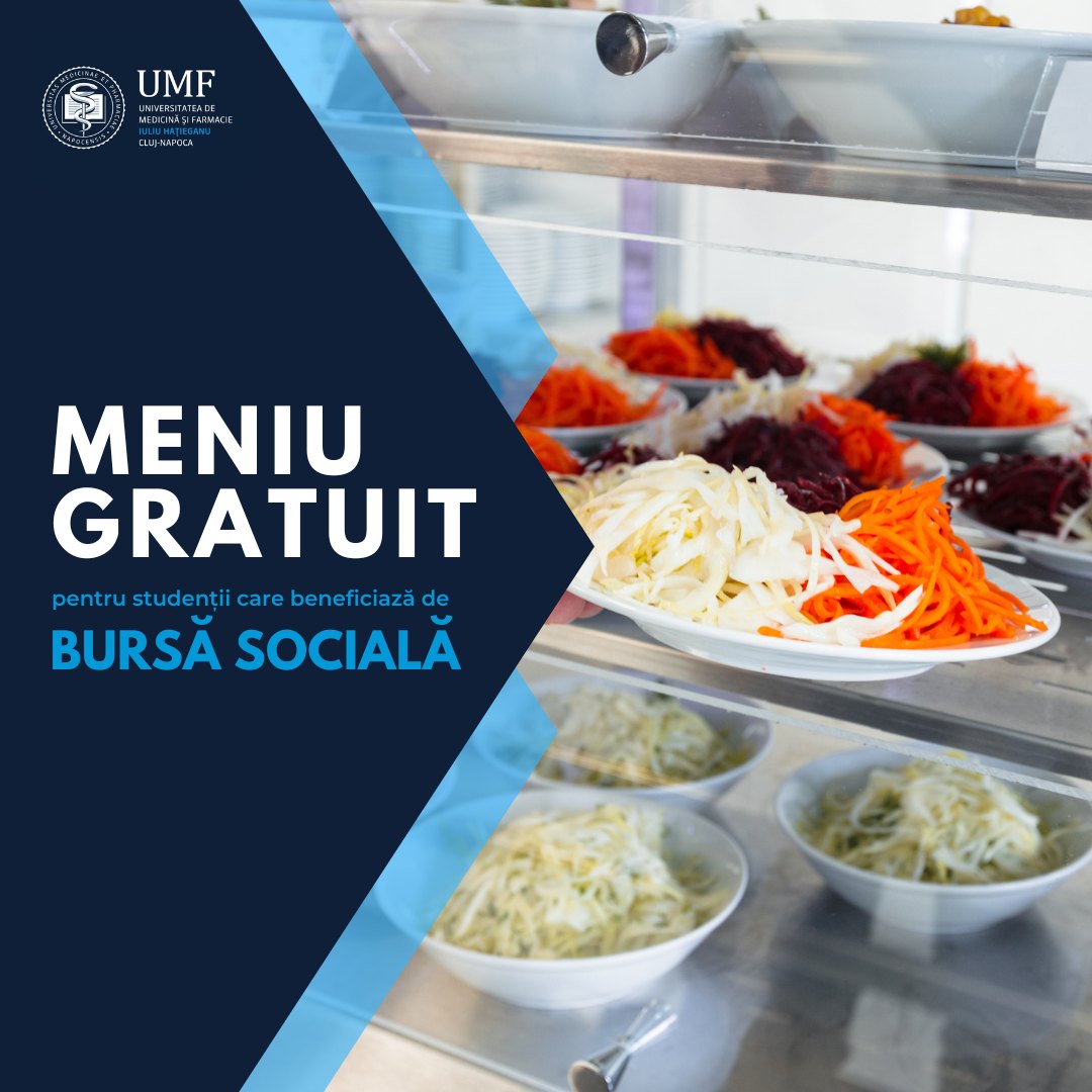 O masă caldă gratuită pentru studenții cu bursă socială ai UMF Cluj-Napoca.