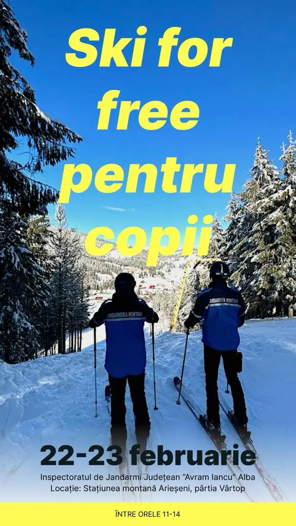 „Ski for free pentru copii”, pe Pârtia Vârtop, Cluj.