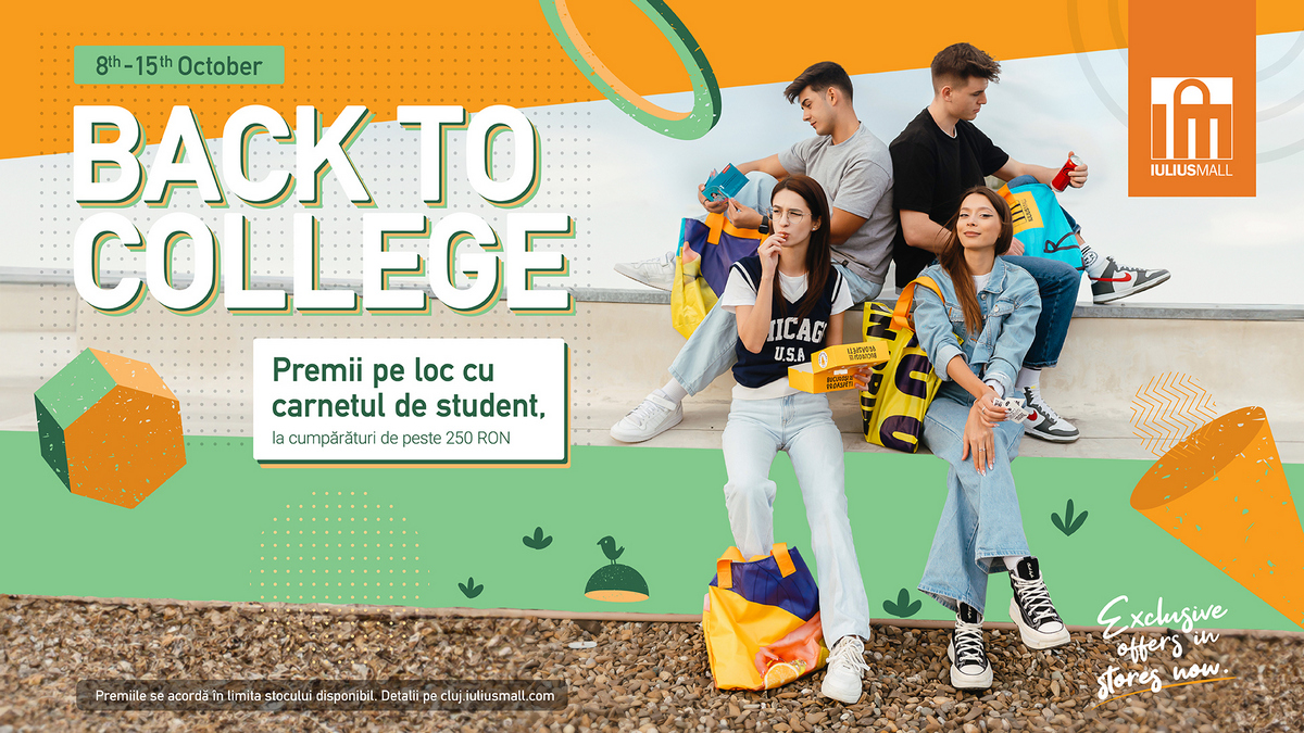 „Back to College” cu Iulius Mall! Vino să vezi ce surprize ți-am pregătit în Welecome Pack-ul studențesc!