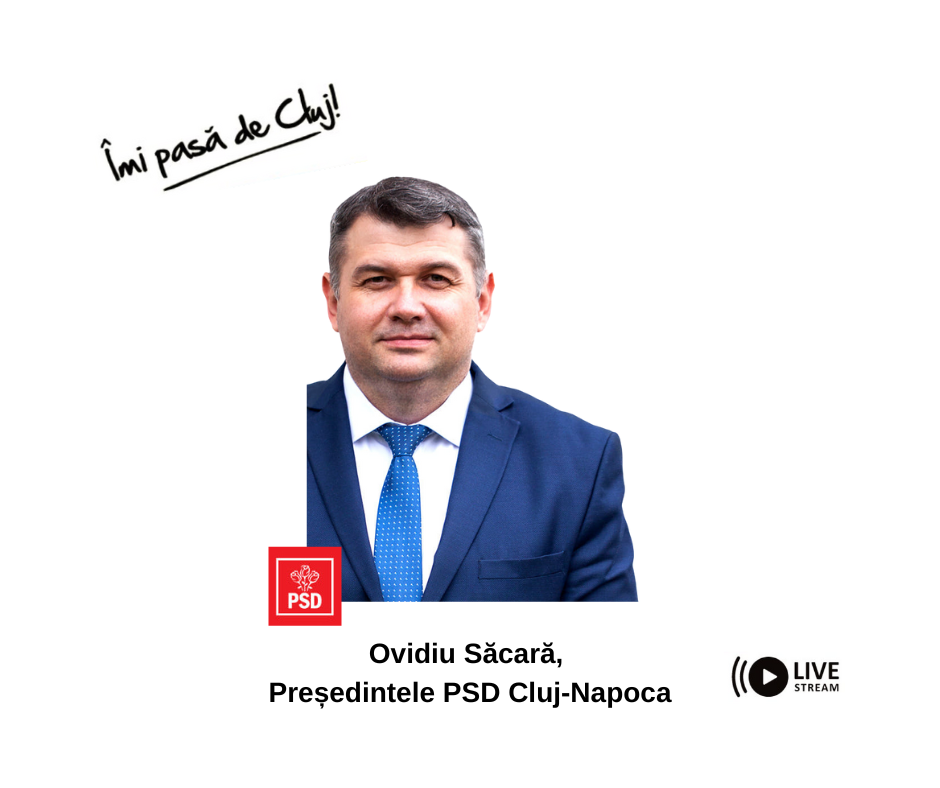Ovidiu Săcară, președintele PSD Cluj-Napoca, vine la interviul Îmi pasă de Cluj! De la 19!