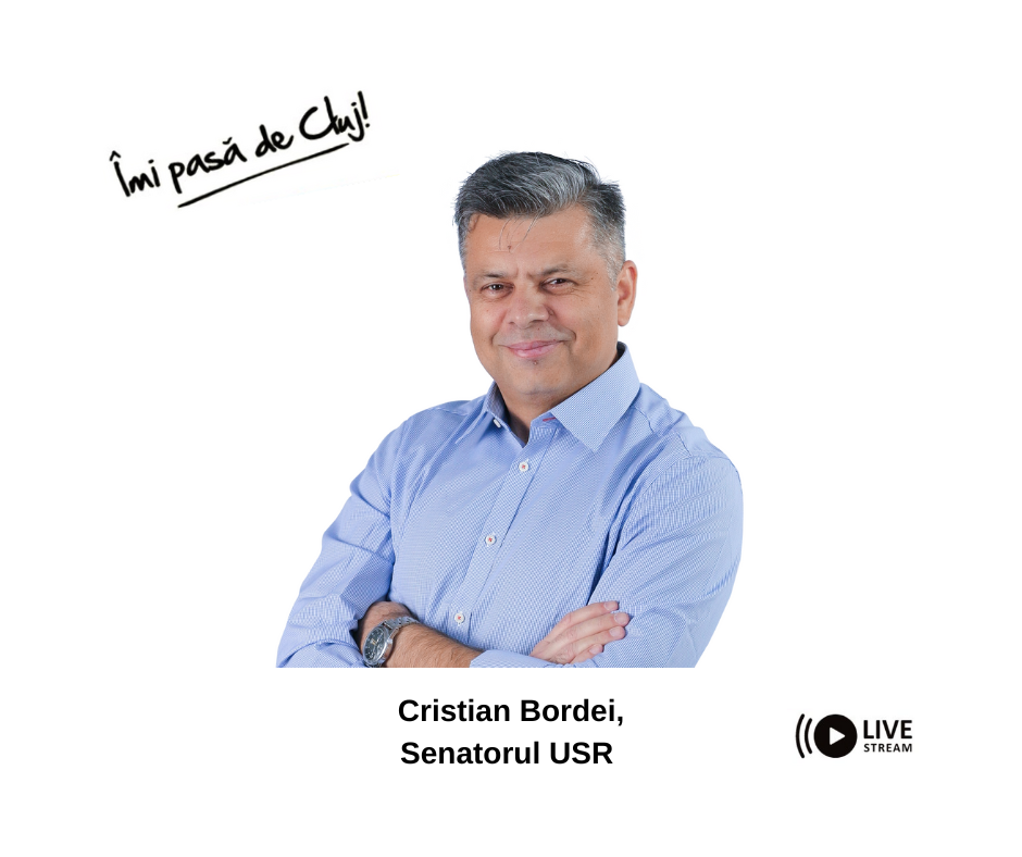 Senatorul USR Cristian Bordei vine la interviul Îmi pasă de Cluj! Live de la ora 19!