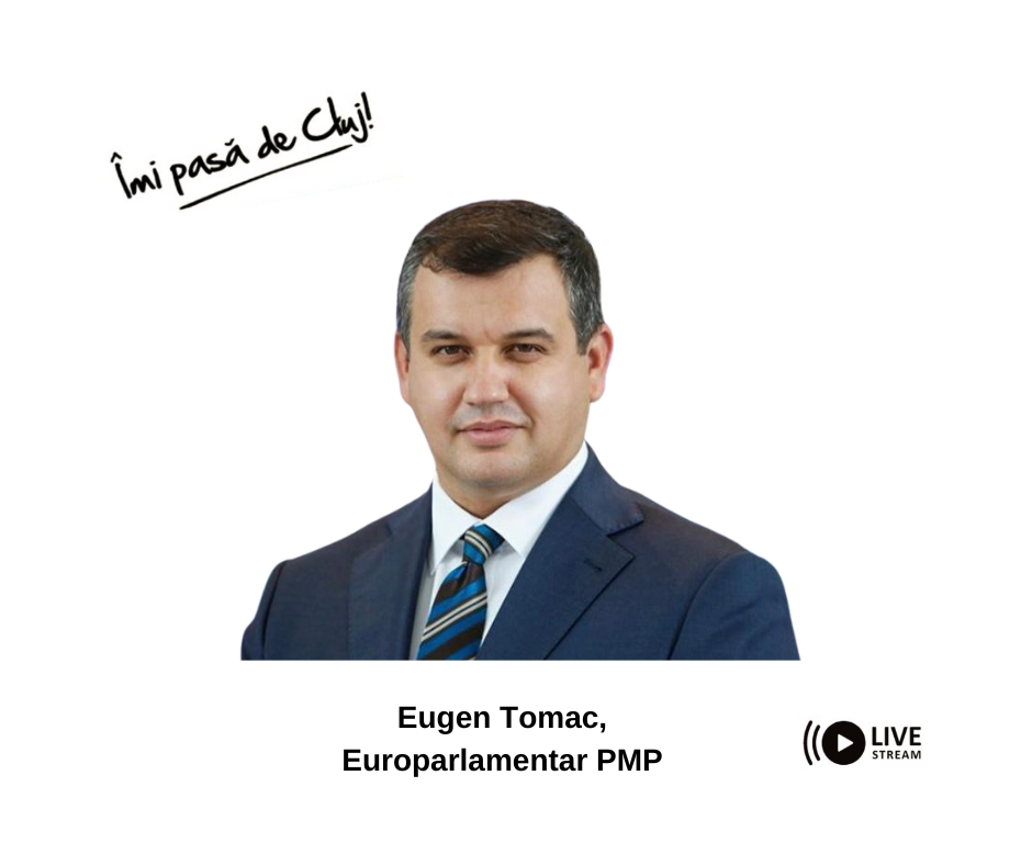 Europarlamentarul PMP Eugen Tomac vine azi la Îmi pasă de Cluj! Live de la 19!