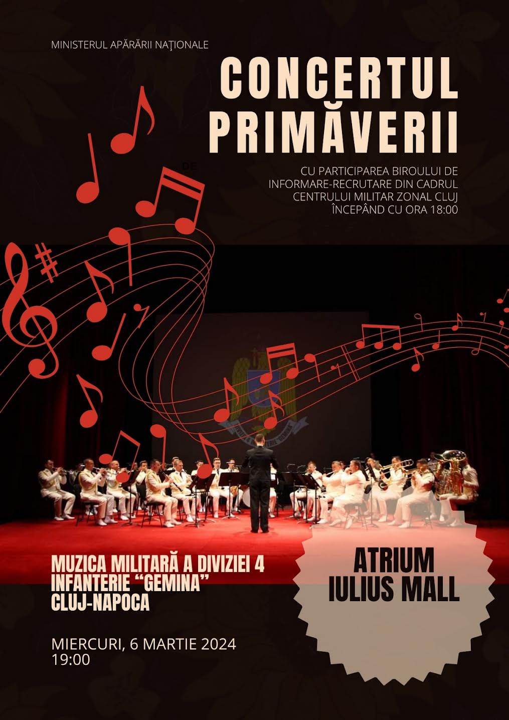 Vino la „Concertul Primăverii”, susținut de Divizia 4 Infanterie ,,Gemina”, în Iulius Mall Cluj!